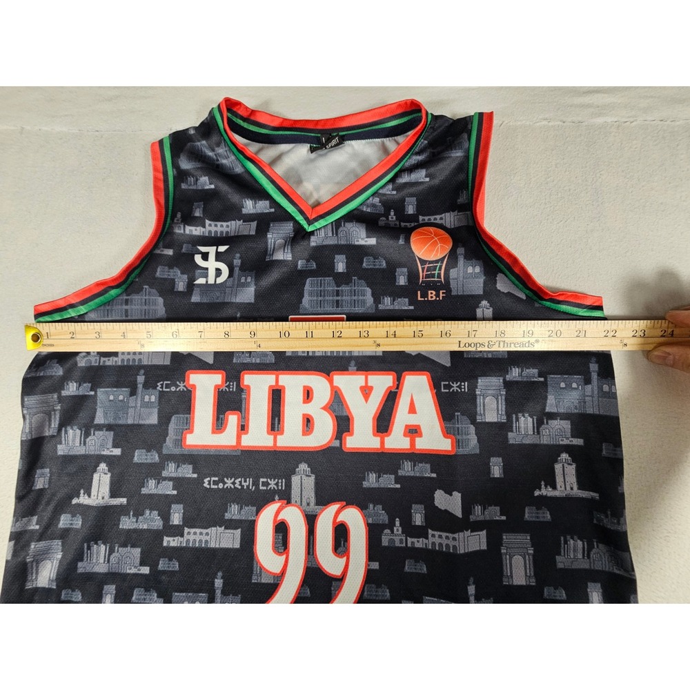 Team Spirit Libya Basketball Jersey Black All Over Print M. Buzgaiya 99 Mens L - Picture 2 of 6